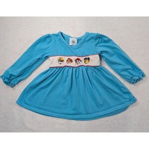 Down By the Creek Girls 2T Paw Patrol Embroidered Smocked Tunic Top Blue L/S